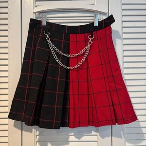 Social Collision Black and Red Pleated Skirt